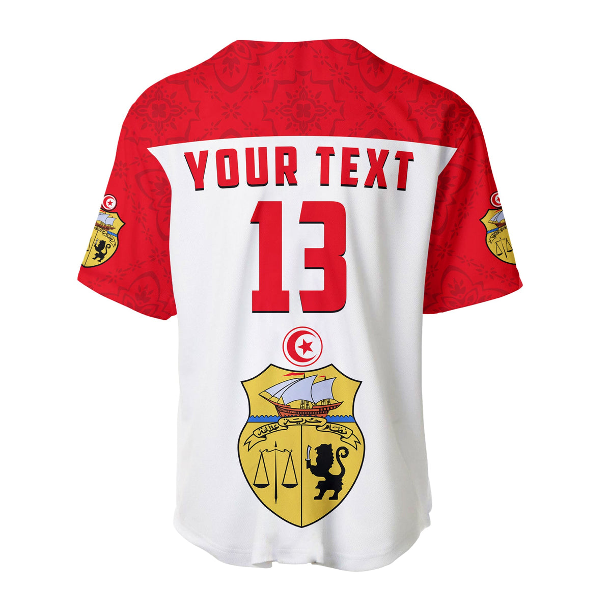 (Custom Text and Number) Tunisia Baseball Jersey Tunisian Patterns Sporty Style LT13 - Wonder Print Shop