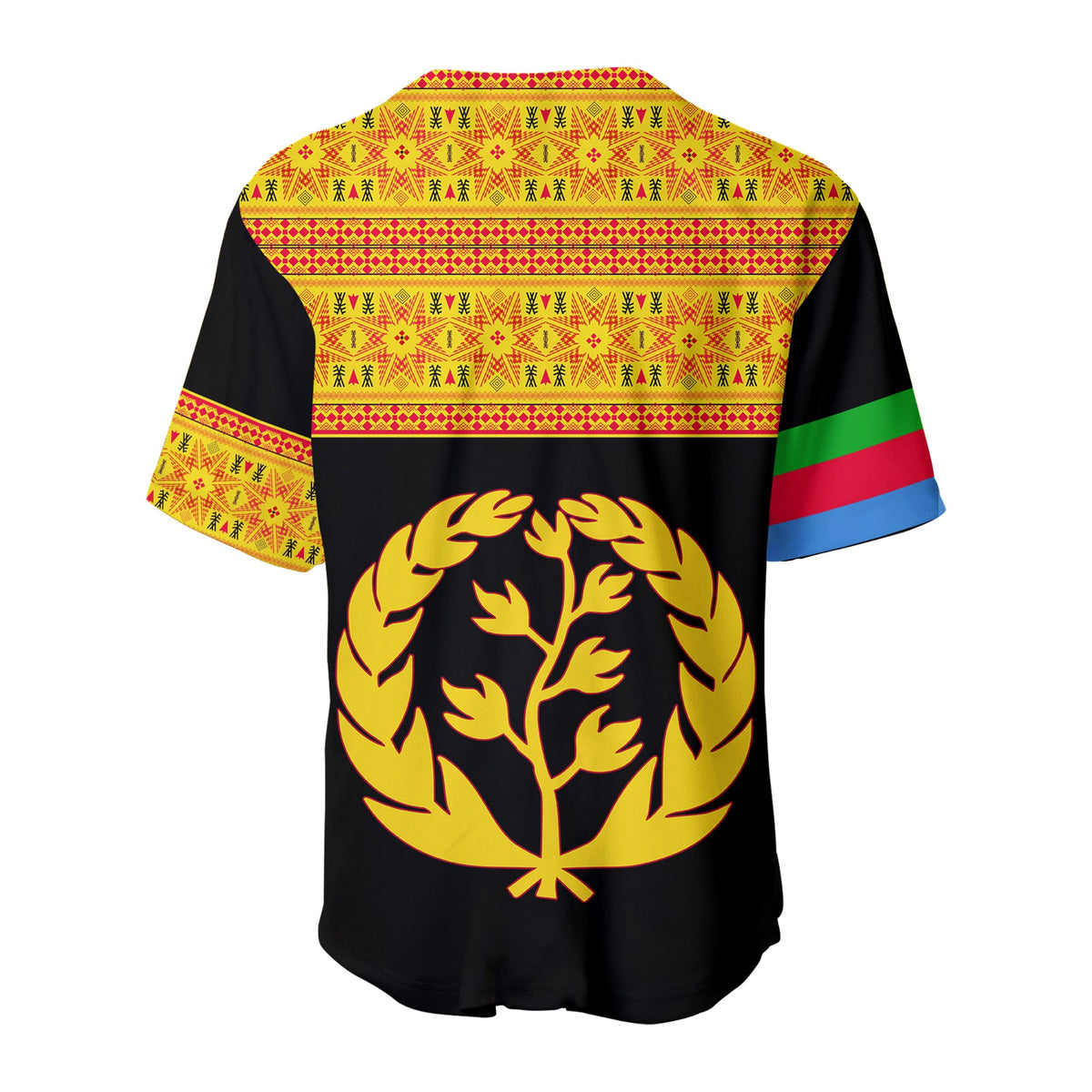 Eritrea Tibeb Baseball Jersey Eritrean Cross Mix Flag Version Black LT13 - Wonder Print Shop