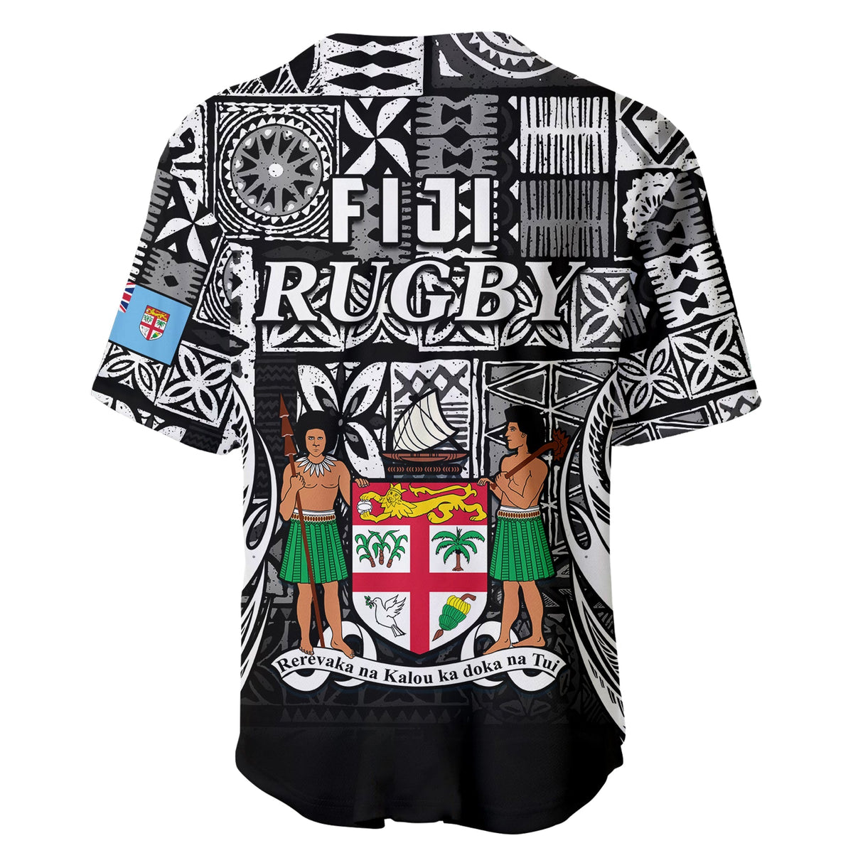 Fiji Rugby Baseball Jersey Flying Fijians Black Tapa Pattern LT13 - Wonder Print Shop