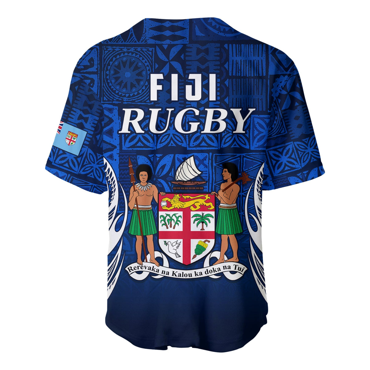 Fiji Rugby Baseball Jersey Flying Fijians Blue Tapa Pattern LT13 - Wonder Print Shop