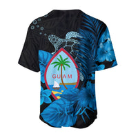 Guam Seal Baseball Jersey Polynesian Turtle with Flowers Version Blue LT13 - Wonder Print Shop