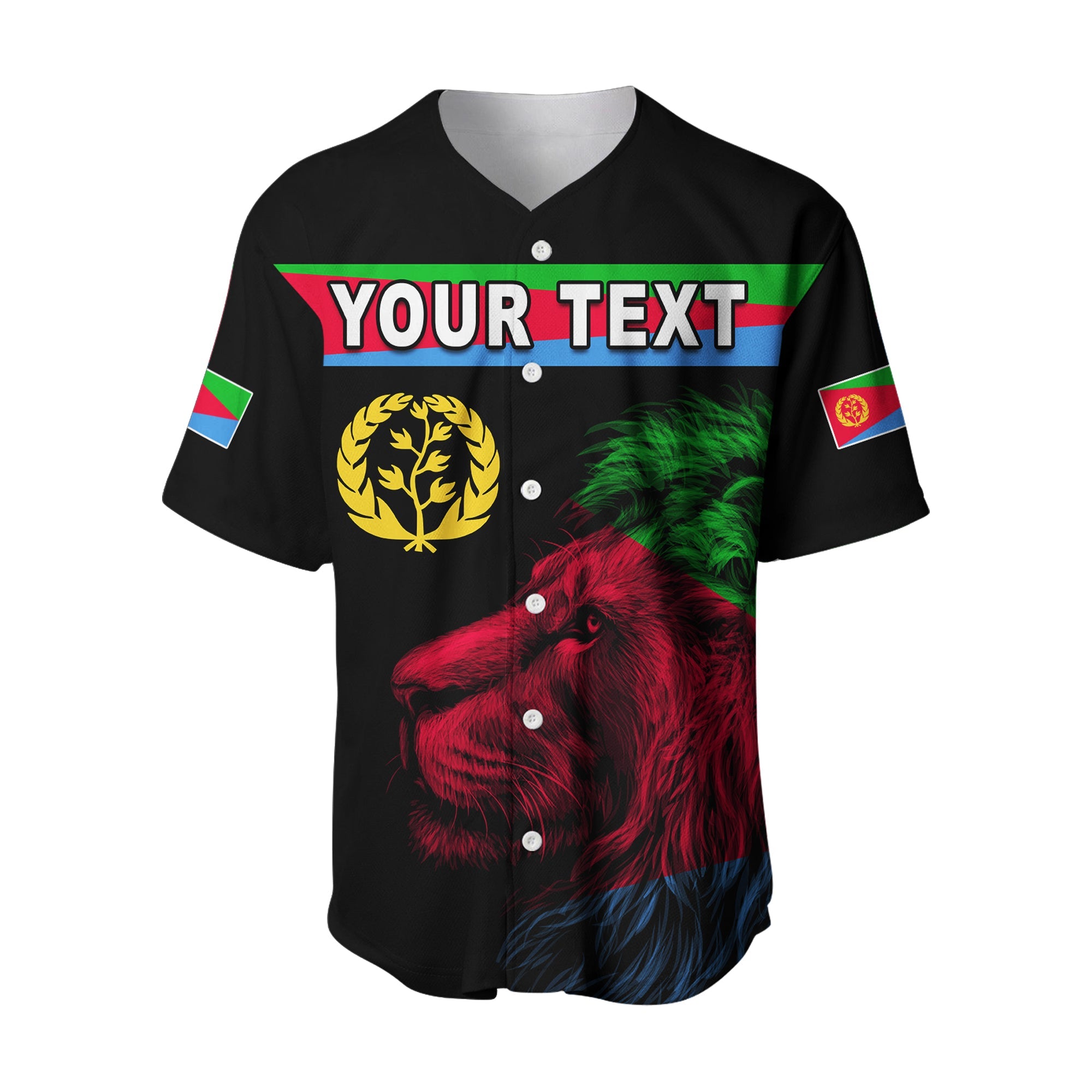 (Custom Personalised) Asmara Eritrean Baseball Jersey Eritrea Lion Proud Olive Symbol LT13 - Wonder Print Shop