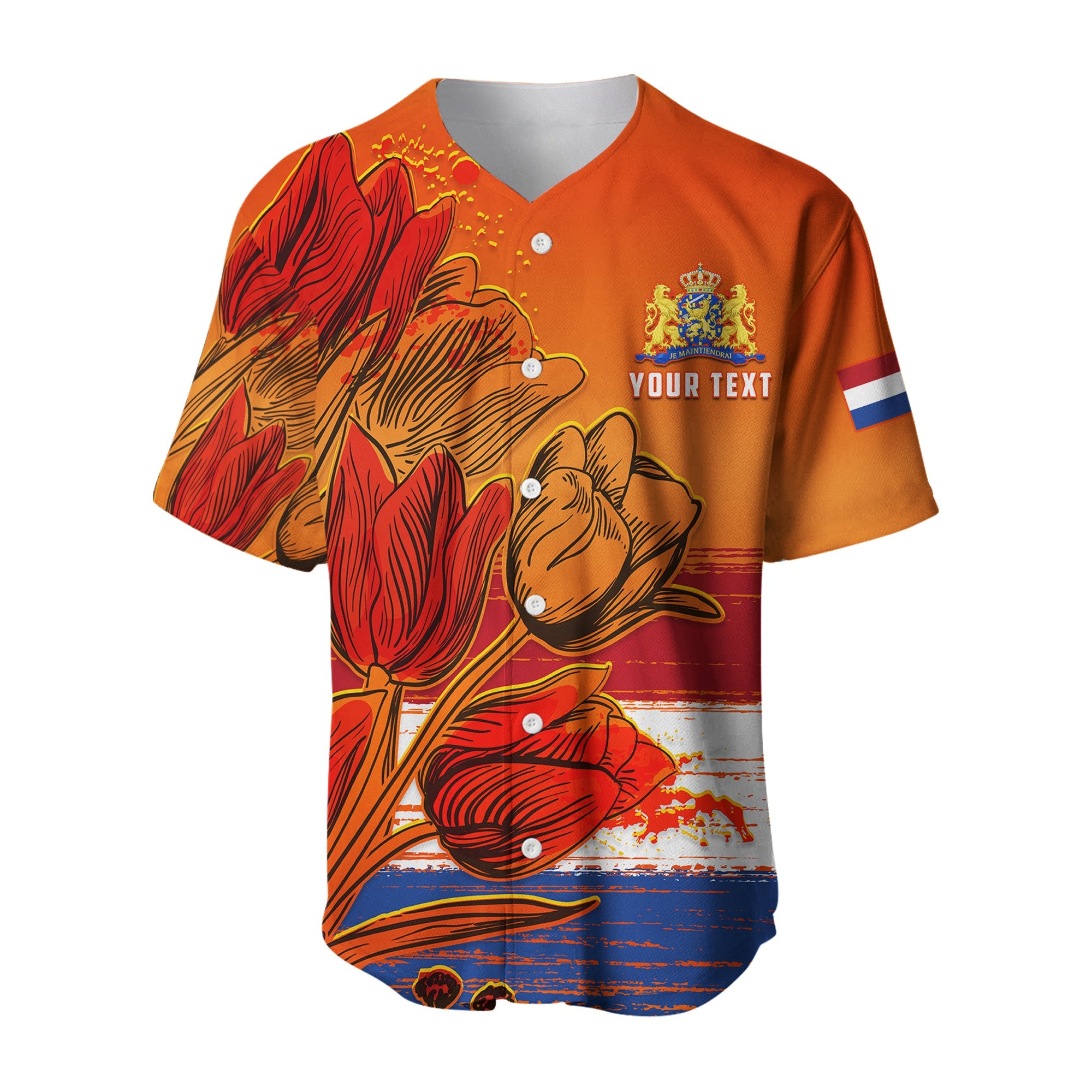 (Custom Personalised) Netherlands Baseball Jersey Style Tulip National Flower LT13 - Wonder Print Shop