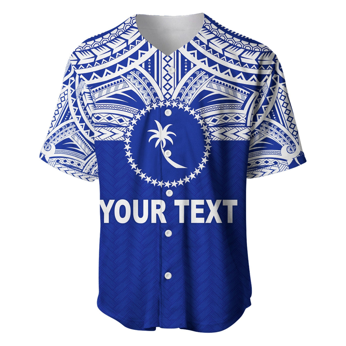 (Custom Personalised) Chuuk Flag Baseball Jersey Micronesia Style Blue LT13 - Wonder Print Shop