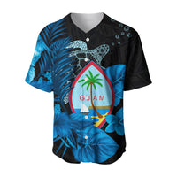 Guam Seal Baseball Jersey Polynesian Turtle with Flowers Version Blue LT13 - Wonder Print Shop