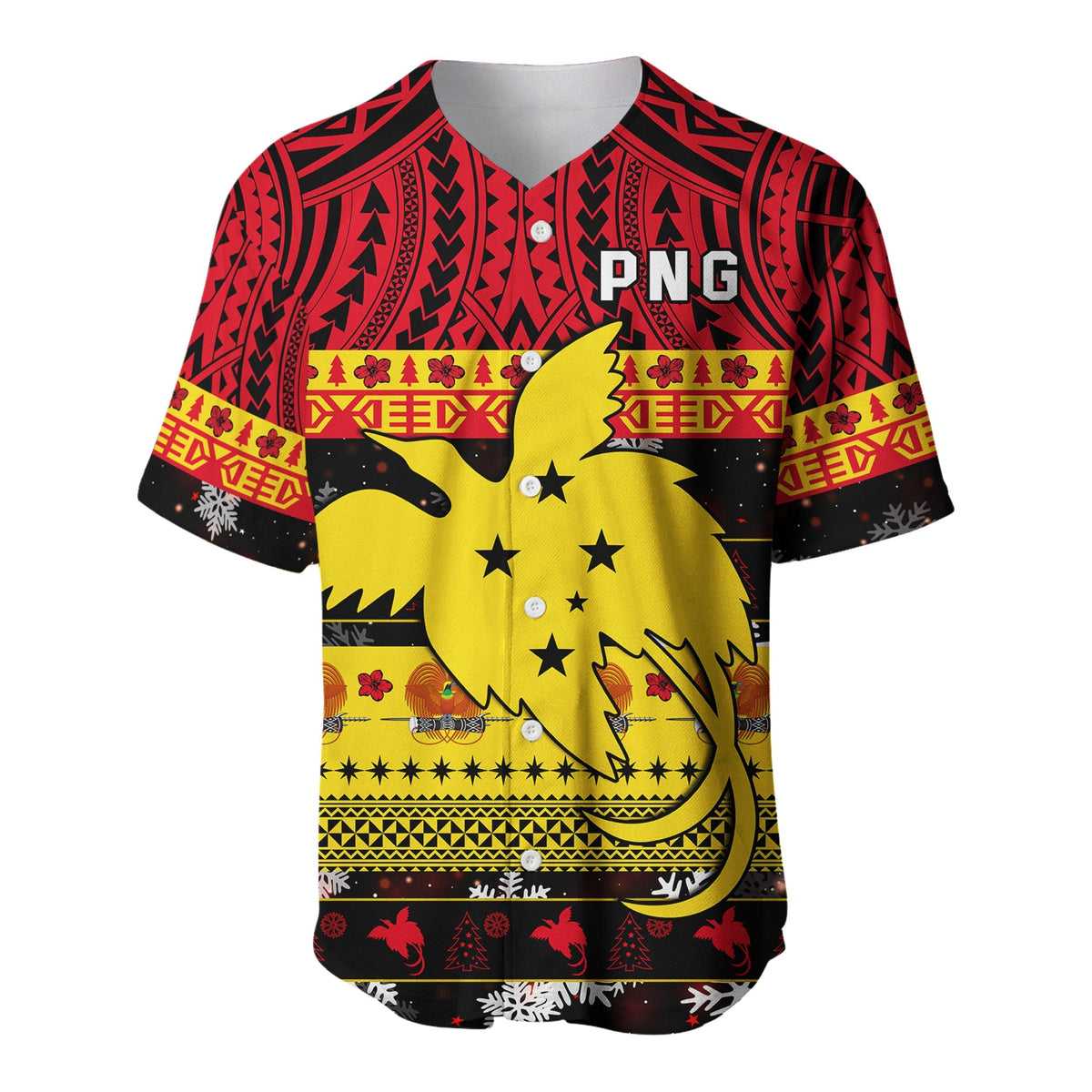 Papua New Guinea Christmas Baseball Jersey Raggiana Loved LT13 - Wonder Print Shop