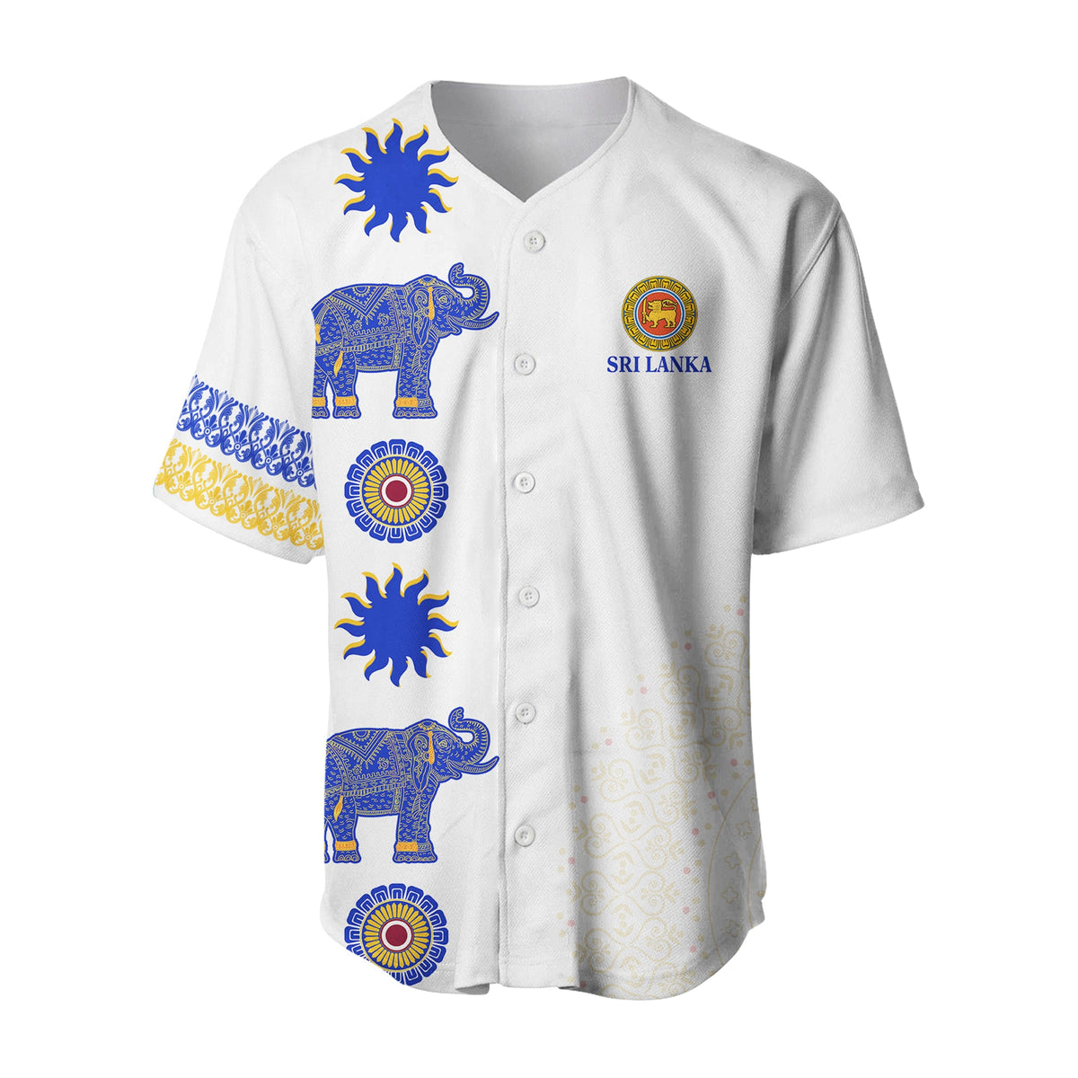 Sri Lanka Baseball Jersey Traditional Pattern and Elephants LT13 - Wonder Print Shop