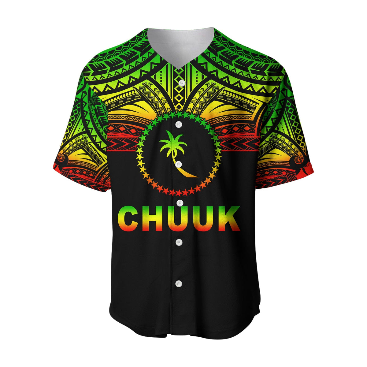(Custom Personalised) Chuuk Flag Baseball Jersey Micronesia Style Reggae LT13 - Wonder Print Shop