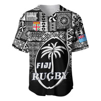 Fiji Rugby Baseball Jersey Flying Fijians Black Tapa Pattern LT13 - Wonder Print Shop