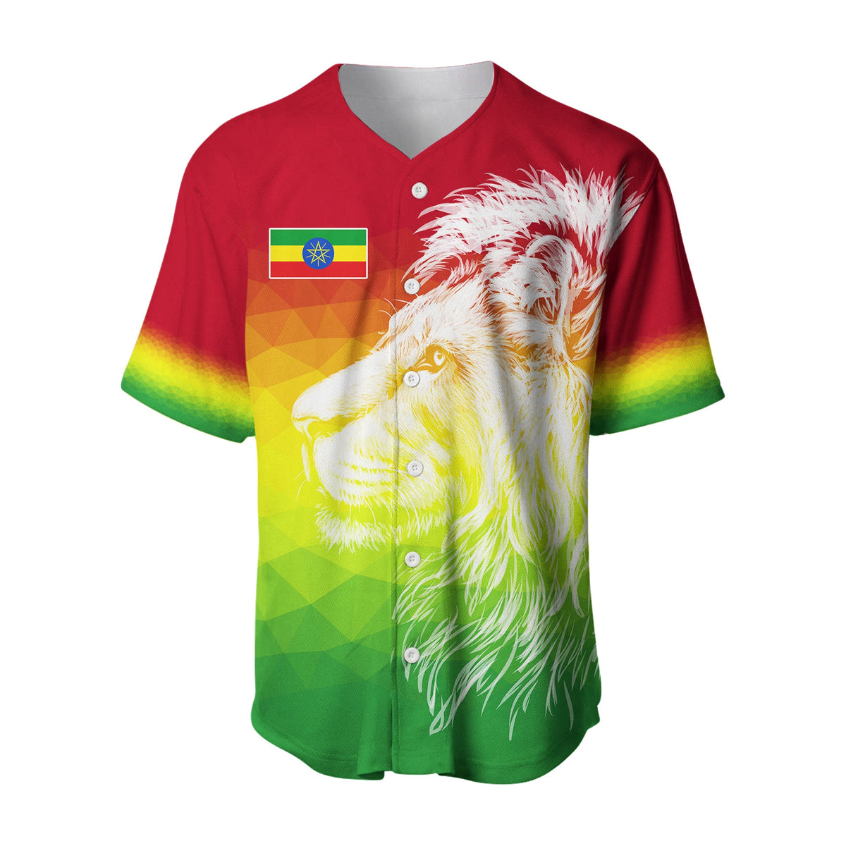 Ethiopia Baseball Jersey Lion Ethiopian Style Flag LT13 - Wonder Print Shop