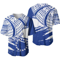 ( Custom Personalised) Cook Islands Baseball Jersey Flag Style Blue With Claw Pattern LT13 - Wonder Print Shop