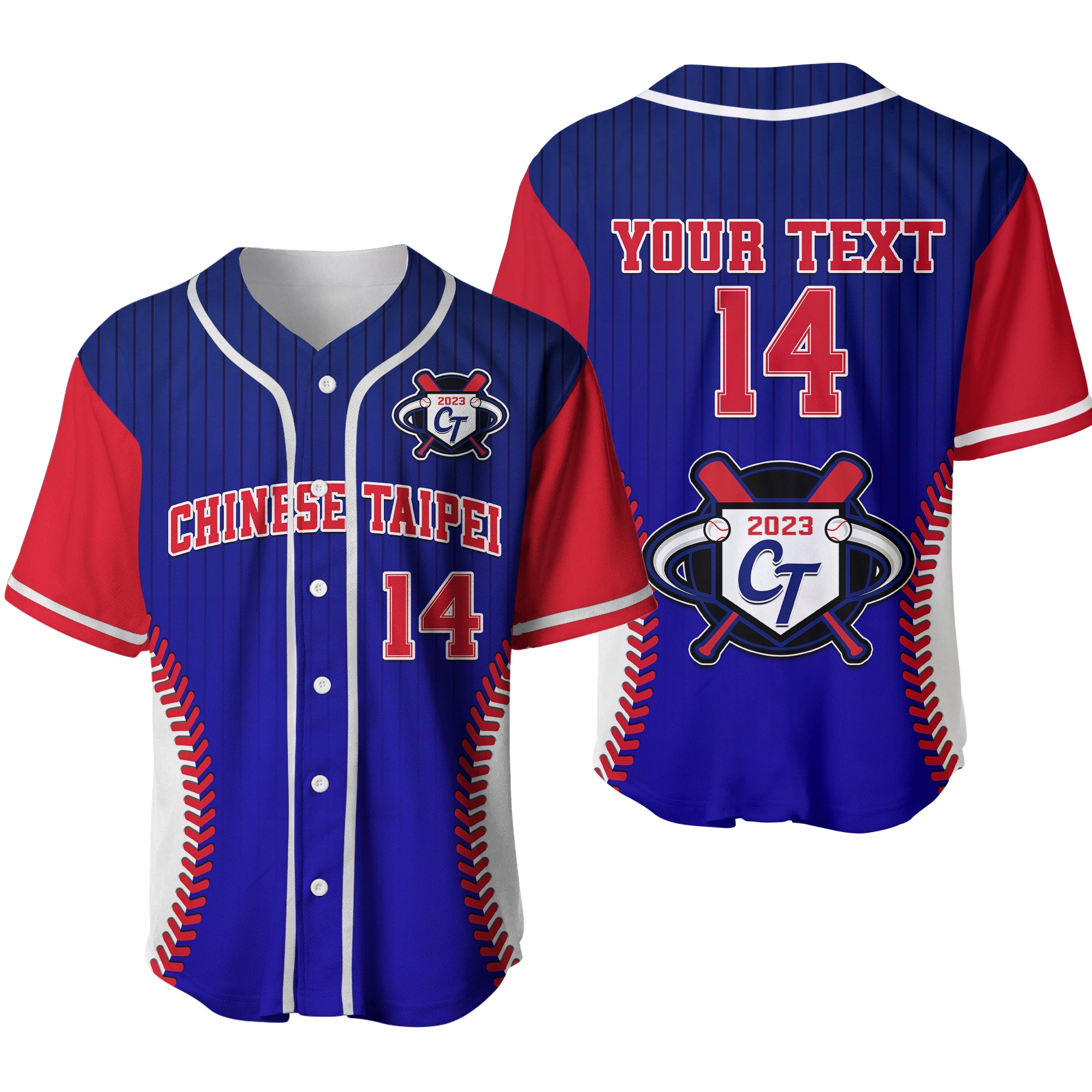 (Custom Text And Number) Chinese Taipei 2023 Baseball Jersey Baseball Ver.02 LT14