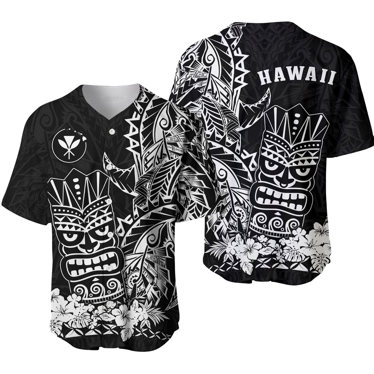 Hawaii Polynesian Baseball Jersey White Tiki Masks Hawaiian LT13 - Wonder Print Shop