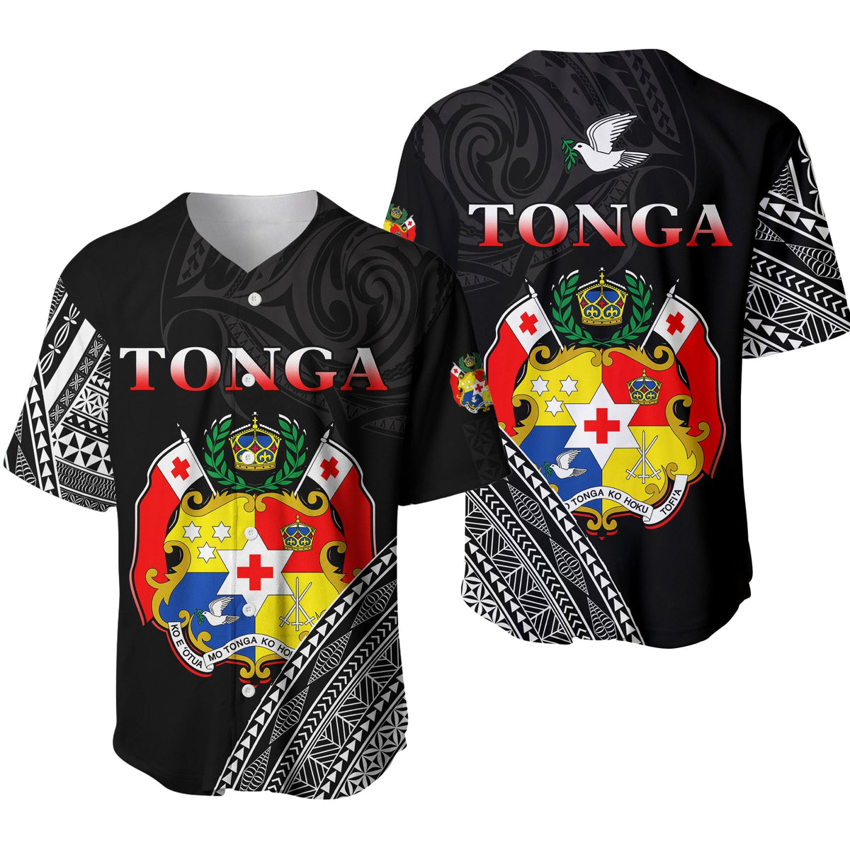 Tonga Baseball Jersey Tongan Pattern Blithesome Version Black LT13 - Wonder Print Shop