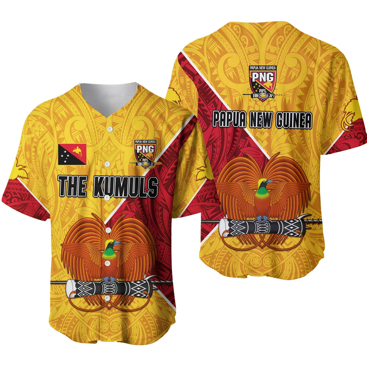 The Kumuls PNG Baseball Jersey Papua New Guinea Polynesian Dynamic Style - Wonder Print Shop