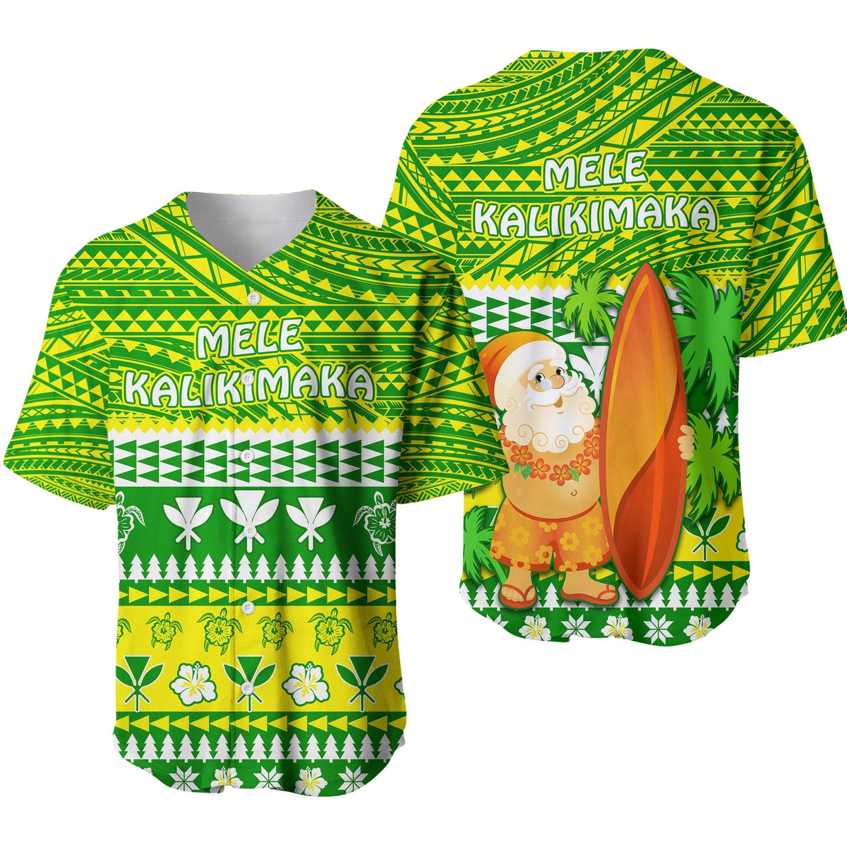 Hawaii Christmas Baseball Jersey Polynesian Mele Kalikimaka Santa Claus LT13 - Wonder Print Shop
