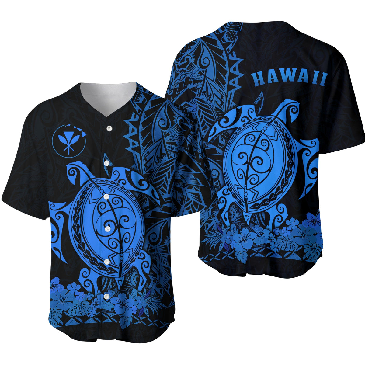 Hawaii Polynesian Baseball Jersey Blue Sea Turtles Hawaiian LT13 - Wonder Print Shop