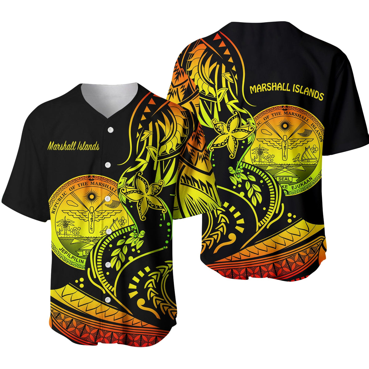 Marshall Islands Baseball Jersey Proud Seal Star Version Reggae LT13 - Wonder Print Shop