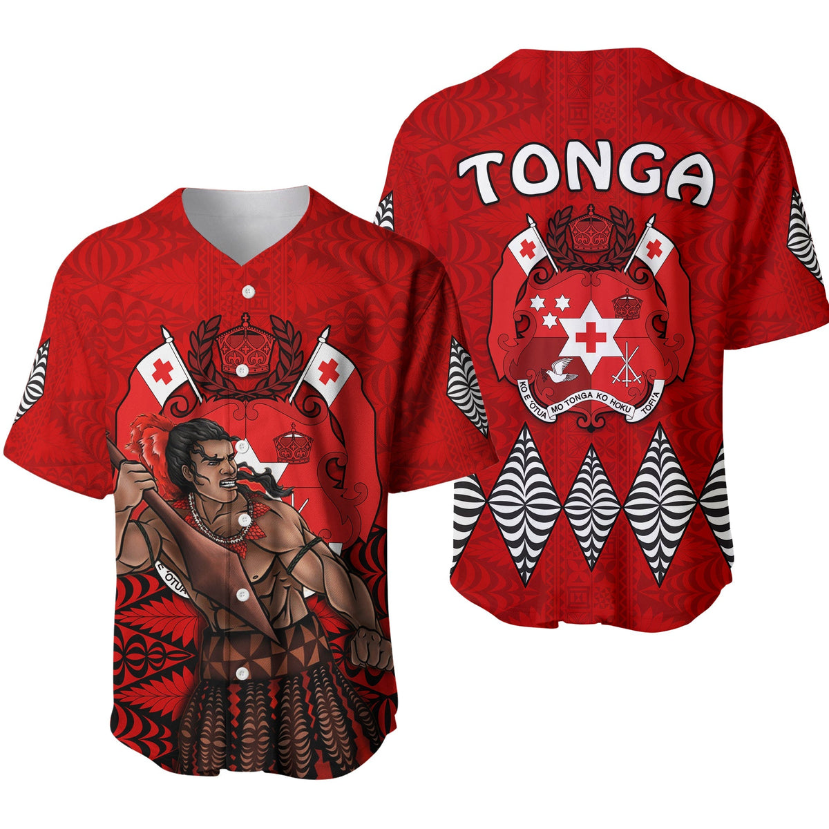 Tonga Warriors Baseball Jersey Tongan Pattern Version Black LT13 - Wonder Print Shop