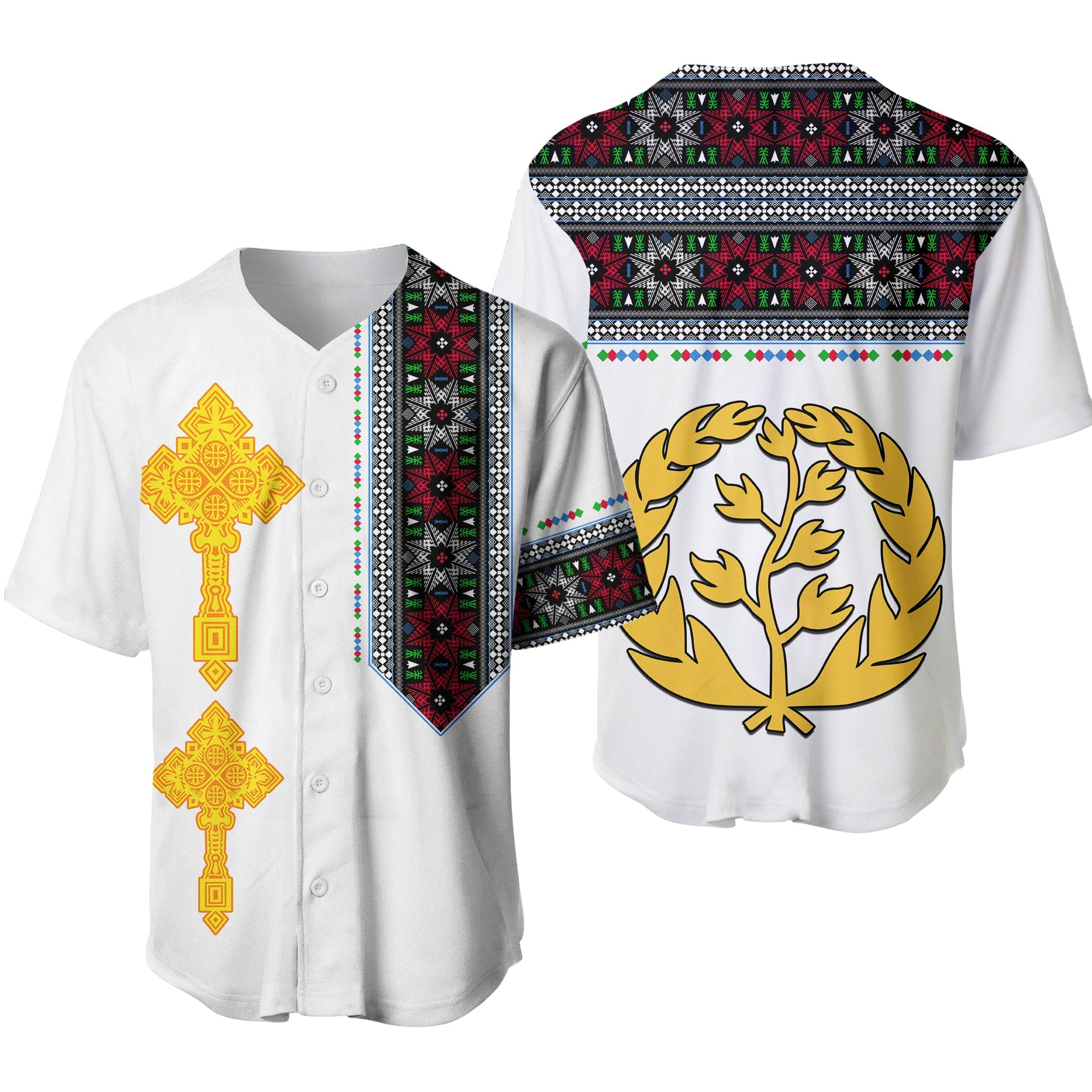 Eritrea Tibeb Baseball Jersey Eritrean Cross Mix Flag LT13 - Wonder Print Shop