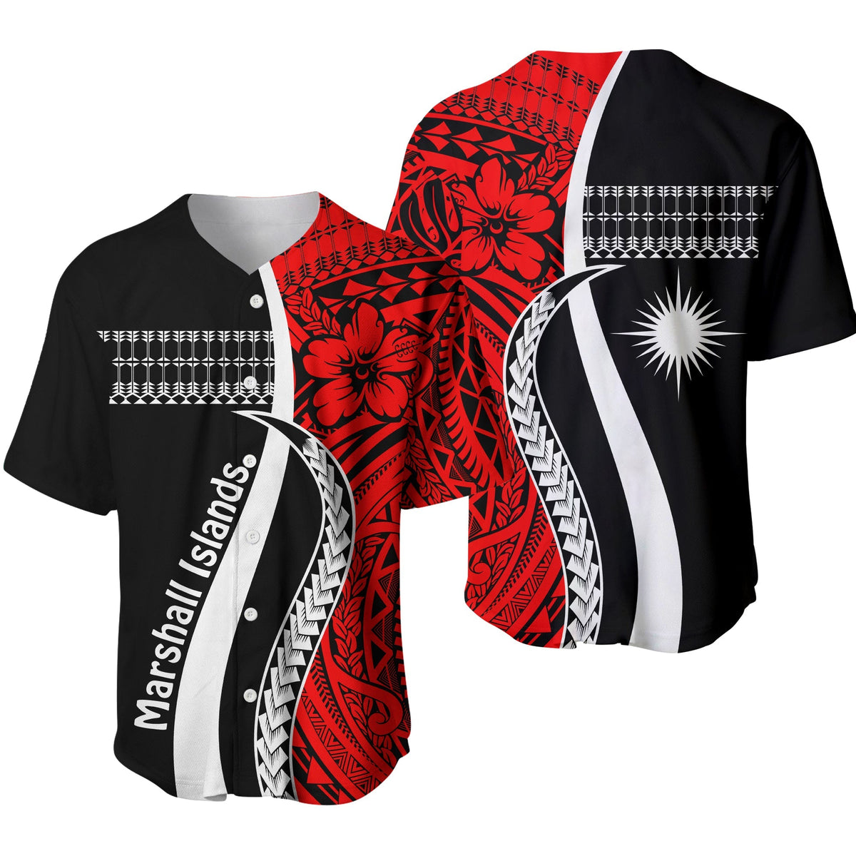 Marshall Islands Baseball Jersey Simple Pattern Version Red LT13 - Wonder Print Shop