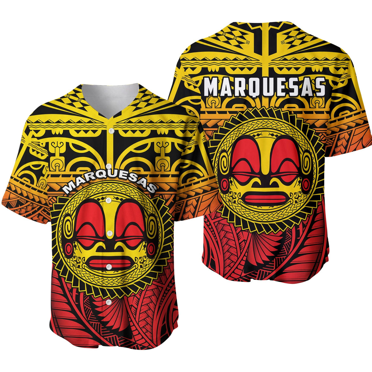 Marquesas Islands Baseball Jersey Mata Tiki Polynesian Pattern LT13 - Wonder Print Shop