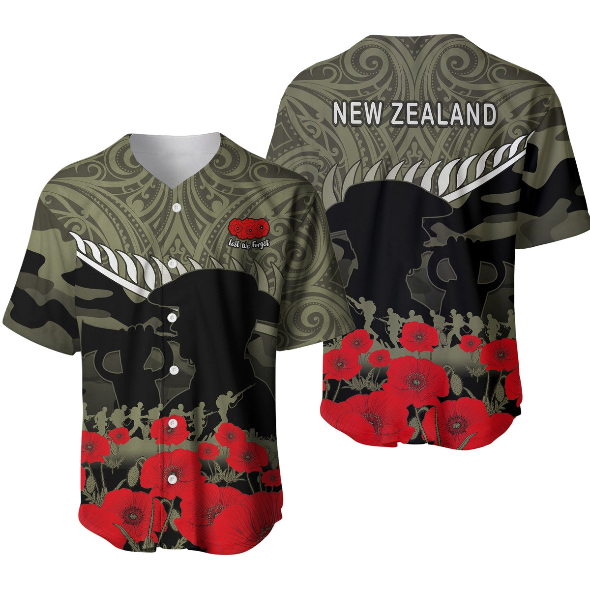New Zealand ANZAC 2022 Baseball Jersey Camouflage - Wonder Print Shop