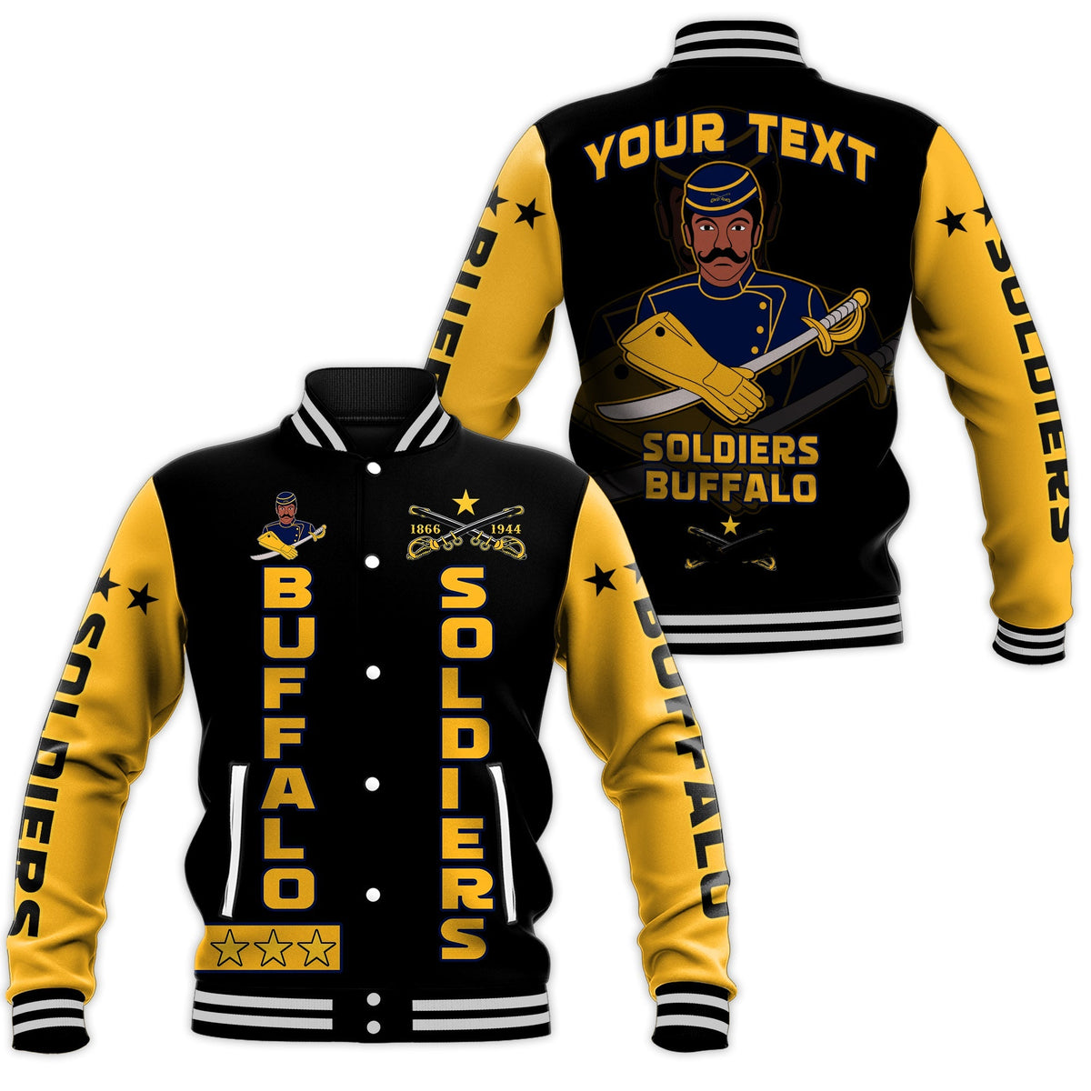 (Custom Personalised) Buffalo Soldiers Baseball Jacket BSMC Club Adore Motorcycle LT13 - Wonder Print Shop