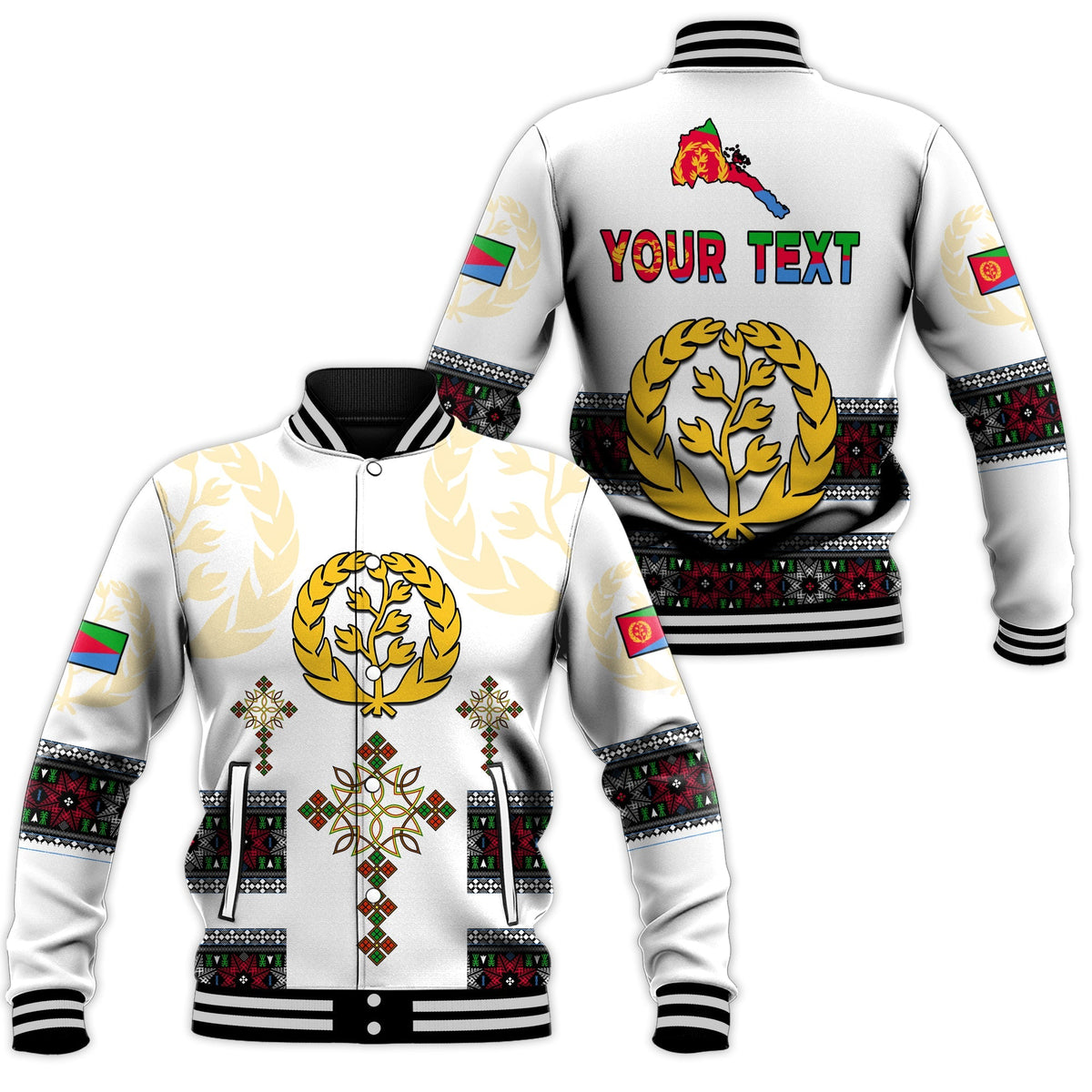 (Custom Personalised) Eritrea Cross Baseball Jacket Independence Day Proud Eritrean LT13 - Wonder Print Shop