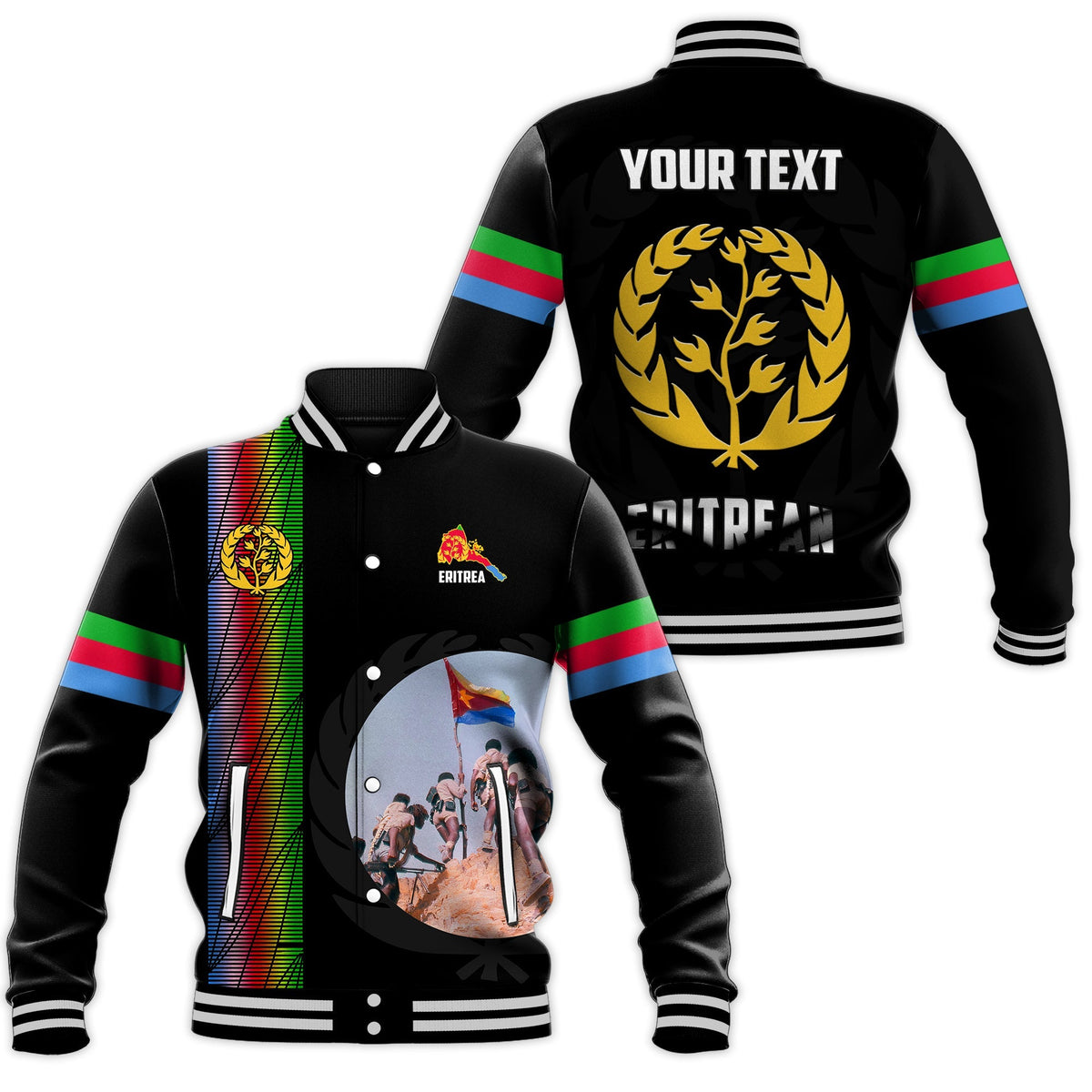 (Custom Personalised) Eritrea EPLF Baseball Jacket Spirit Eritrean LT13 - Wonder Print Shop