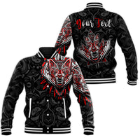 (Custom Personalised) Canada Wolf Baseball Jacket Haida and Maple Leaf LT13 - Wonder Print Shop