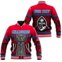 (Custom Personalised) Guam Chamorro Baseball Jacket Latte Stone Red Polynesian Haligi LT13 - Wonder Print Shop