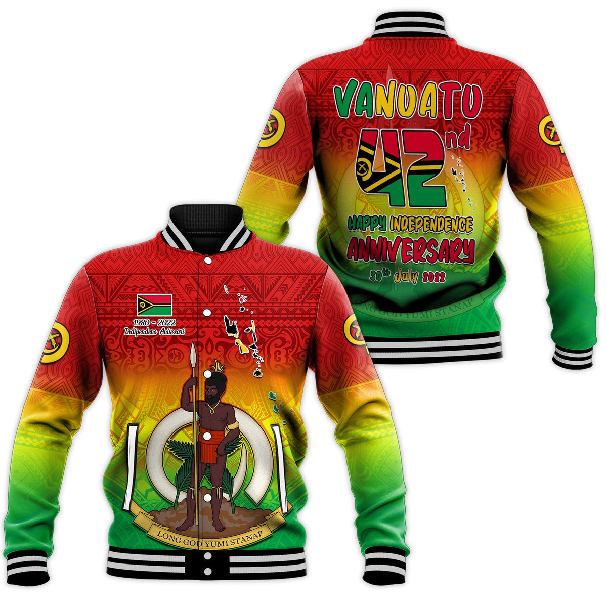 Vanuatu Independence Day Baseball Jacket 42nd Anniversary Yumi Yumi Yumi LT13 - Wonder Print Shop