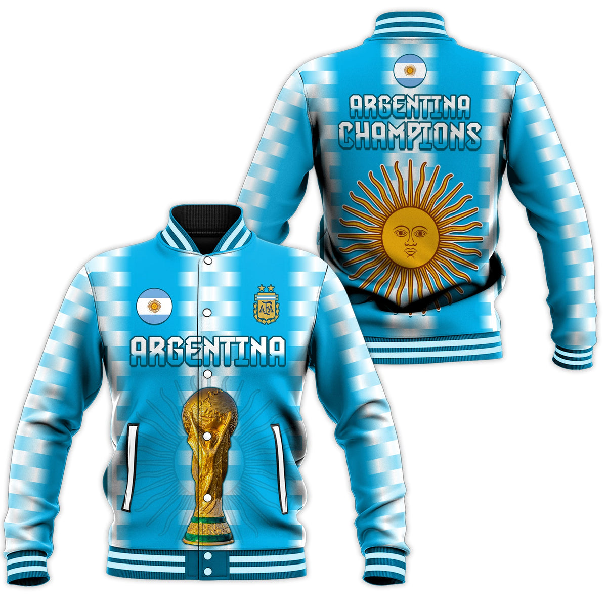 Argentina Football Champions Baseball Jacket La Albiceleste GOAT LT13 - Wonder Print Shop