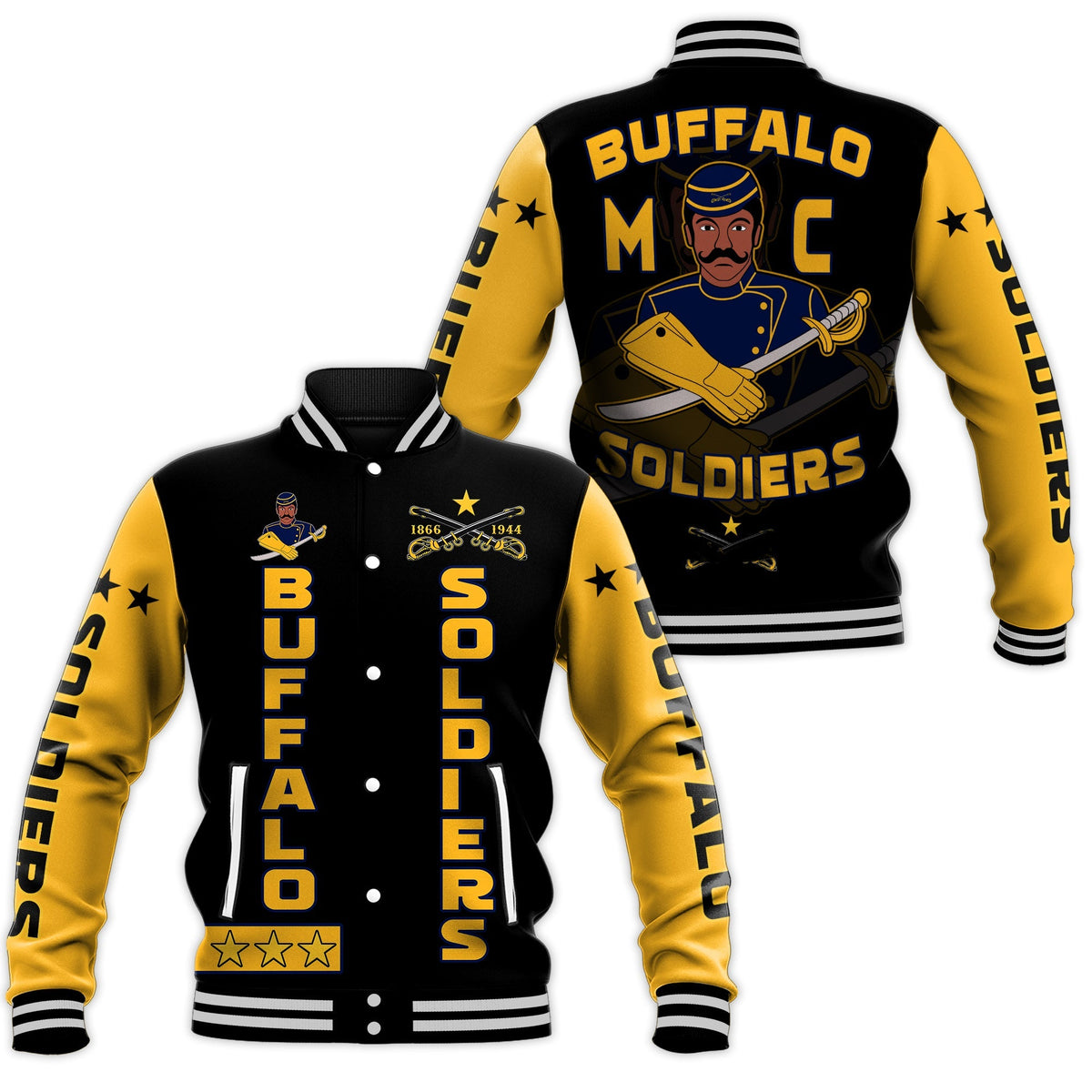Buffalo Soldiers Baseball Jacket BSMC Club Adore Motorcycle LT13 - Wonder Print Shop