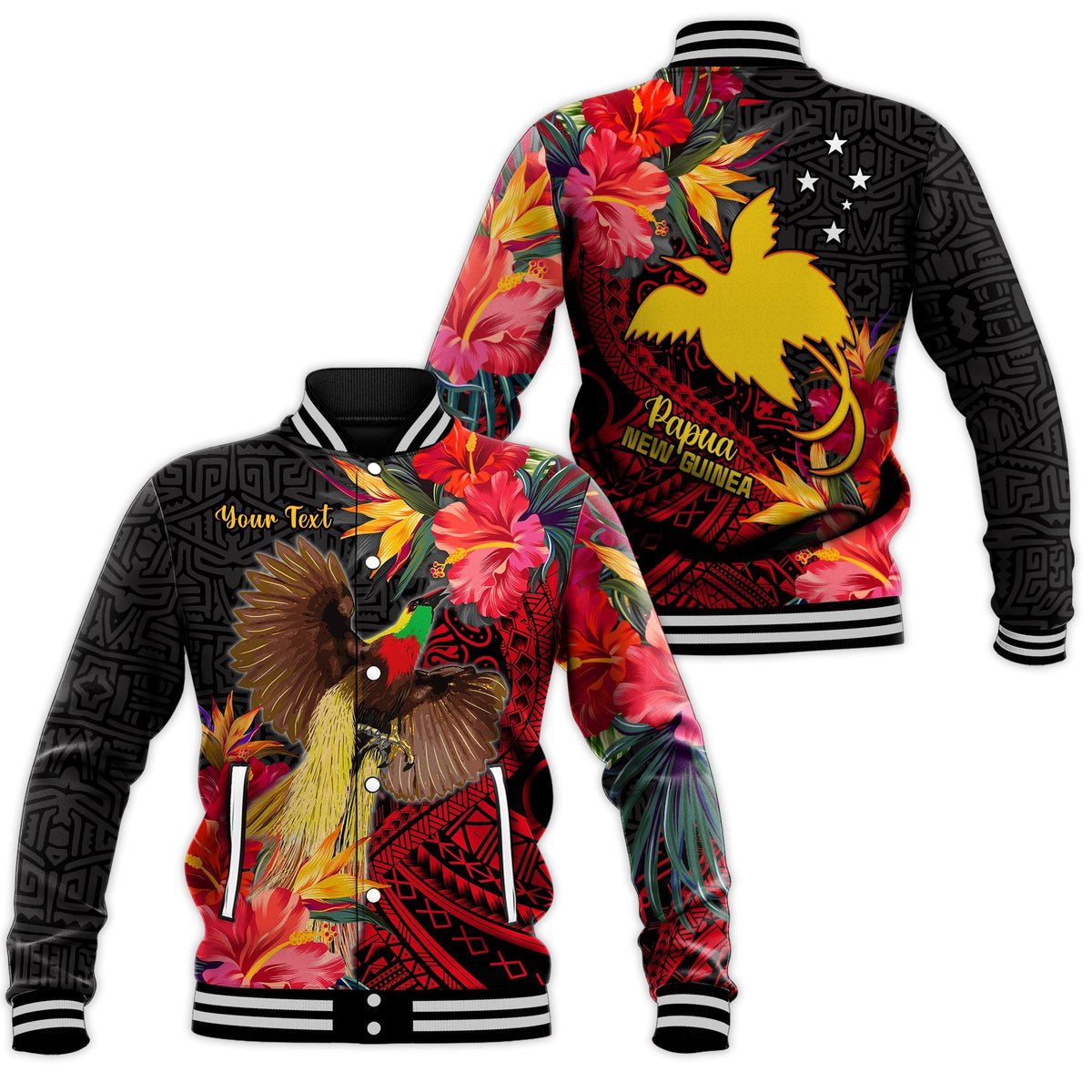 Custom Personalised Papua New Guinea Baseball Jacket Bird of Paradise LT13 - Wonder Print Shop