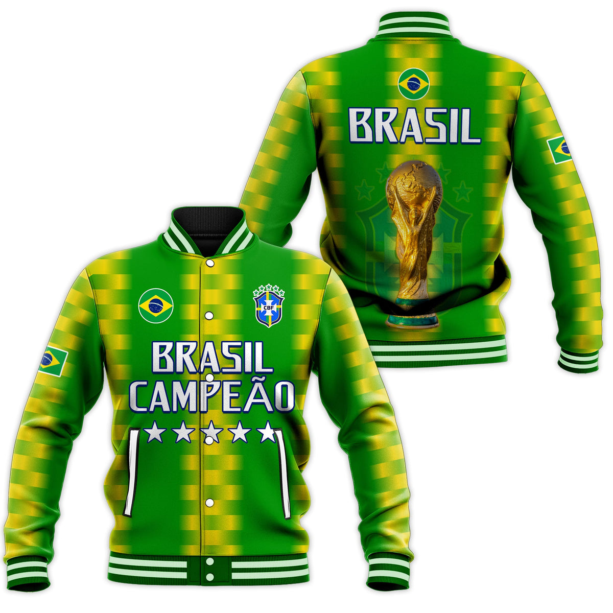 Brazil Football Champions Baseball Jacket Proud Selecao LT13 - Wonder Print Shop