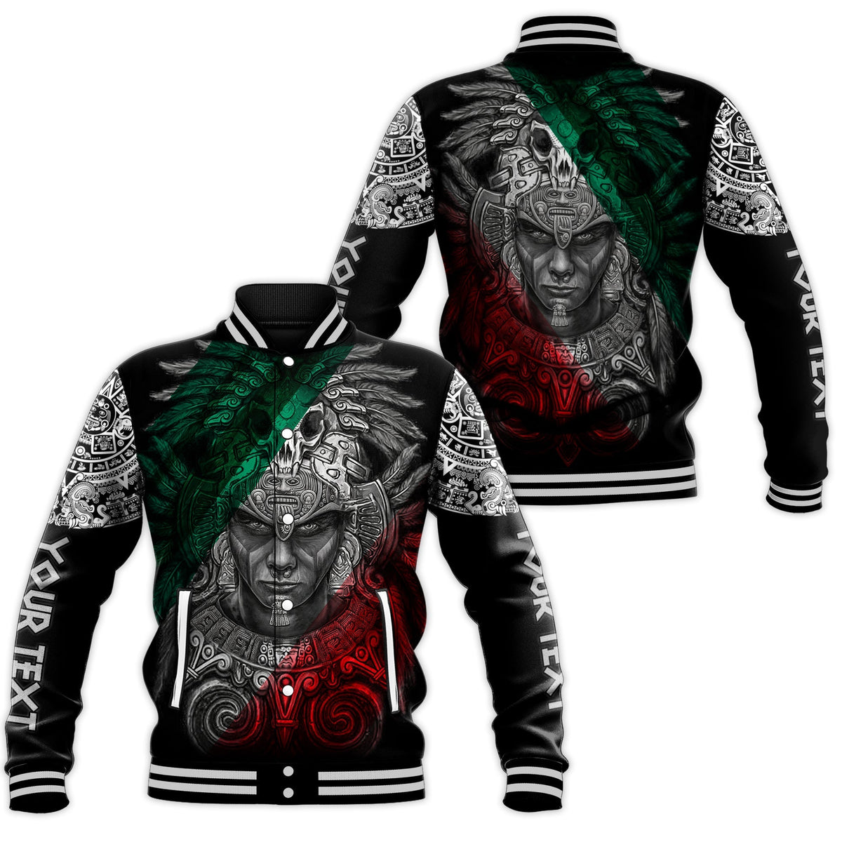 Custom Personalised Mexico Baseball Jacket Warrior Eagle Aztec LT13 - Wonder Print Shop