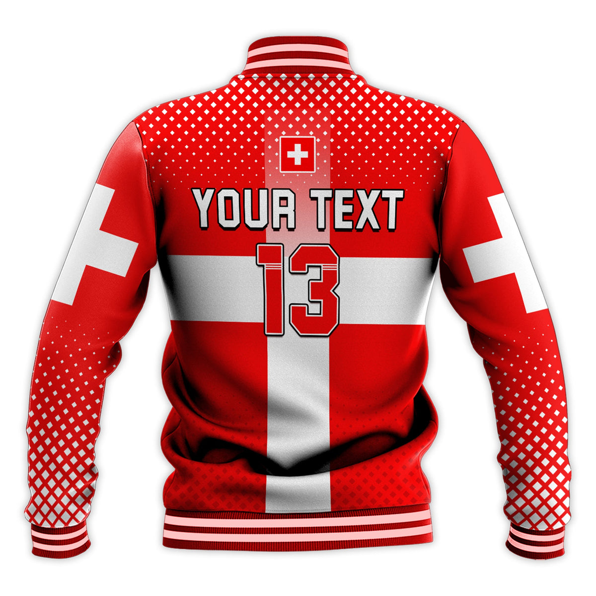 (Custom Text and Number) Switzerland Football Baseball Jacket Schweizer Pati Champion 2022 World Cup LT13 - Wonder Print Shop