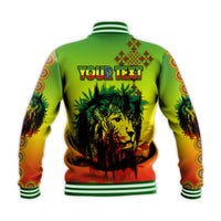 (Custom Personalised) Ethiopia Baseball Jacket Cross Mix Lion Colorful Style - Wonder Print Shop