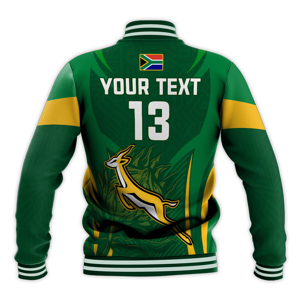 (Custom Text and Number) South Africa Rugby Baseball Jacket Springboks Champion LT13 - Wonder Print Shop