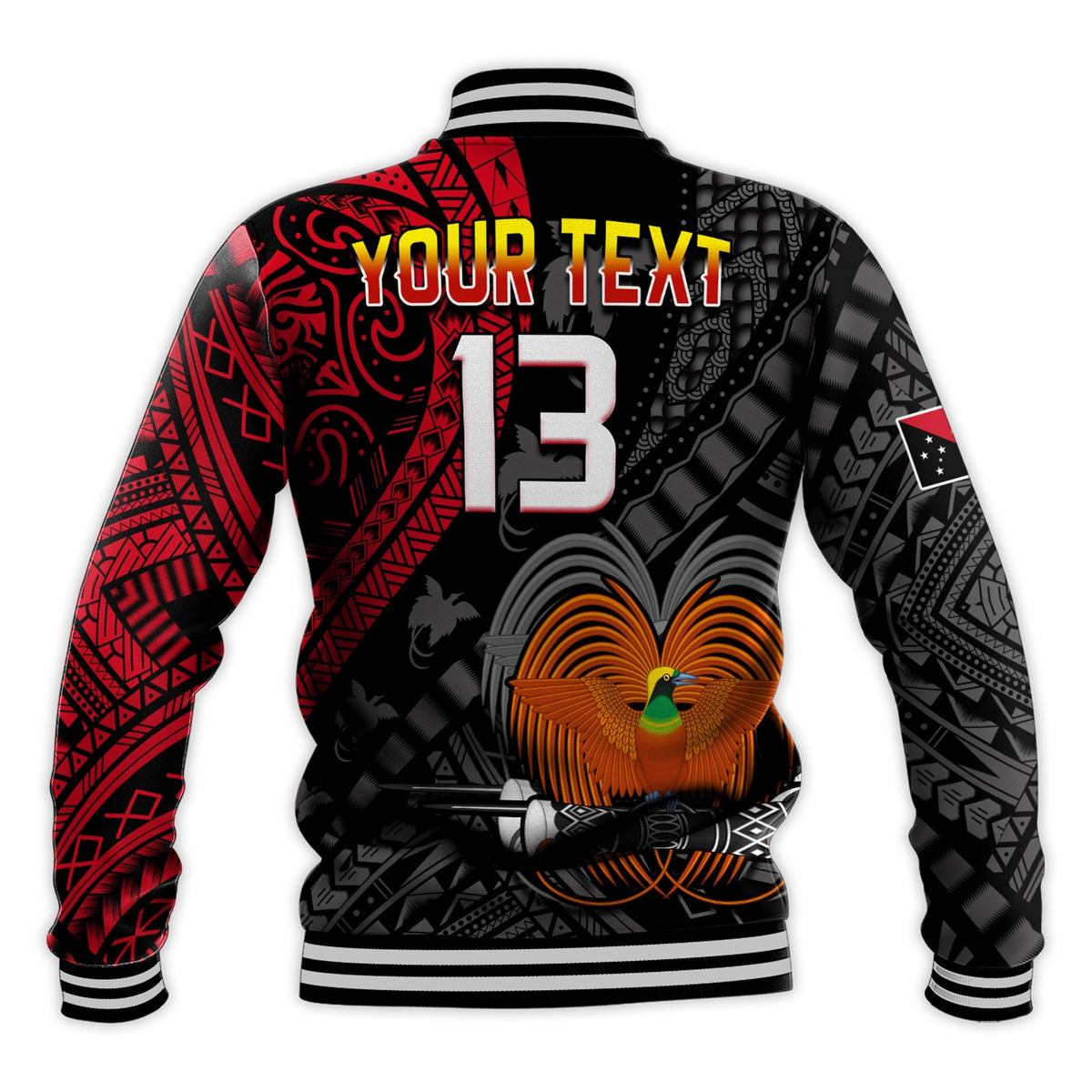 Custom Text and Number Papua New Guinea Baseball Jacket Raggiana Birds Of Paradise Happy 47th Independence Day LT13 - Wonder Print Shop