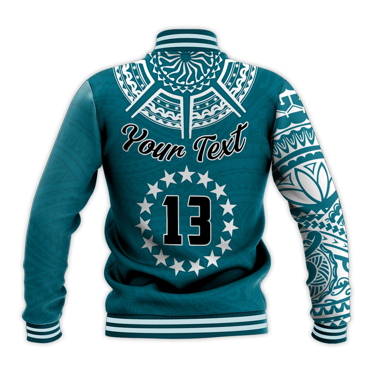 (Custom Text and Number) Cook Islands Tatau Baseball Jacket Symbolize Passion Stars Version Blue LT13 - Wonder Print Shop