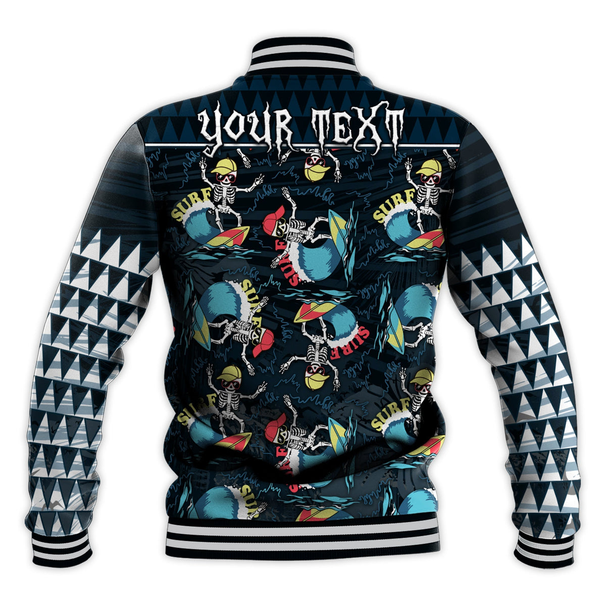Custom Personalised Hawaii Skeleton Surf Baseball Jacket Halloween Hawaiian Tribal LT13 - Wonder Print Shop