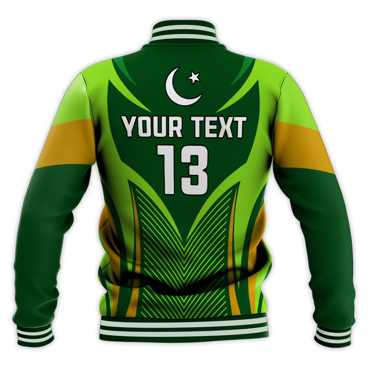 (Custom Text and Number) Pakistan Cricket Baseball Jacket Green Shaheens Champion LT13 - Wonder Print Shop