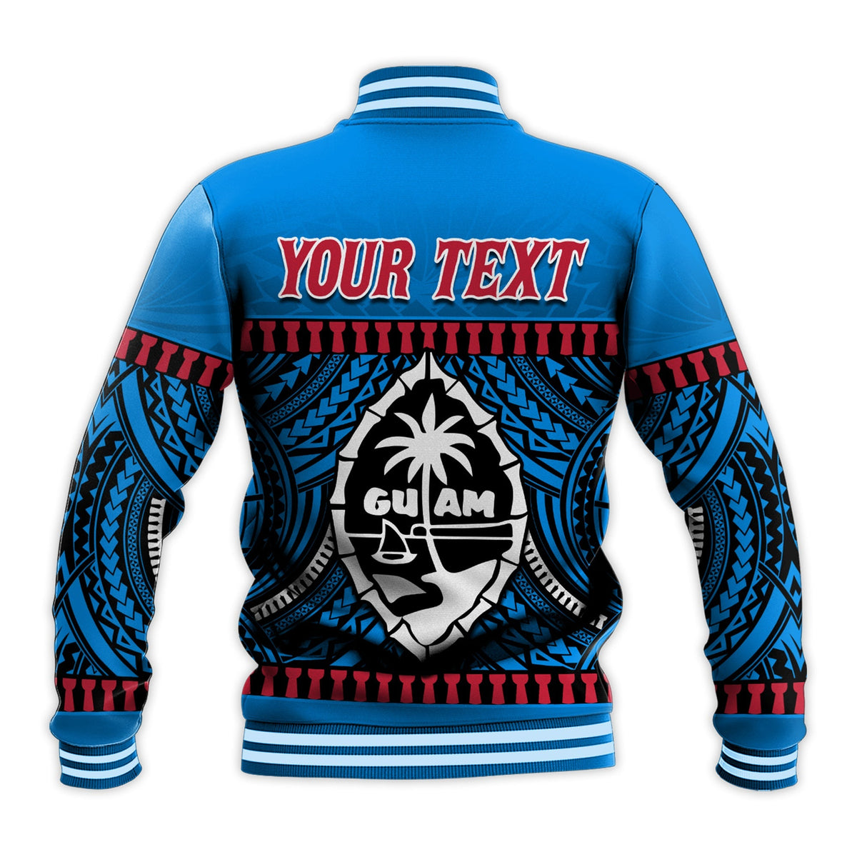 (Custom Personalised) Guam Chamorro Baseball Jacket Latte Stone Blue Polynesian Haligi LT13 - Wonder Print Shop