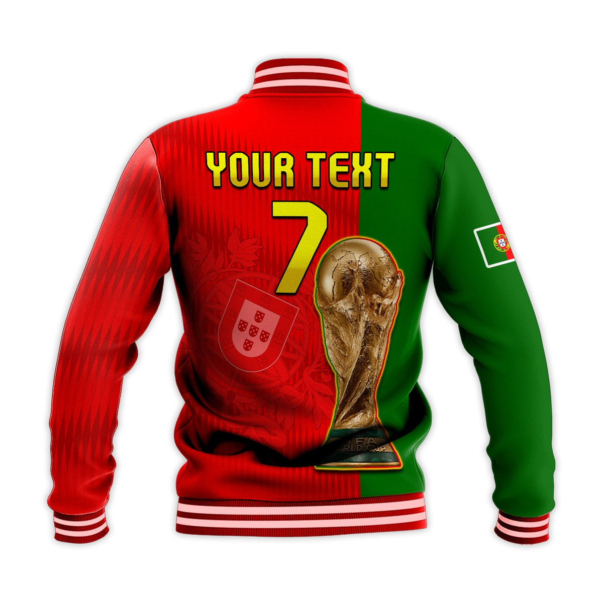 (Custom Text and Number) Portugal Football 2022 Baseball Jacket Style Flag Portuguese Champions LT13 - Wonder Print Shop
