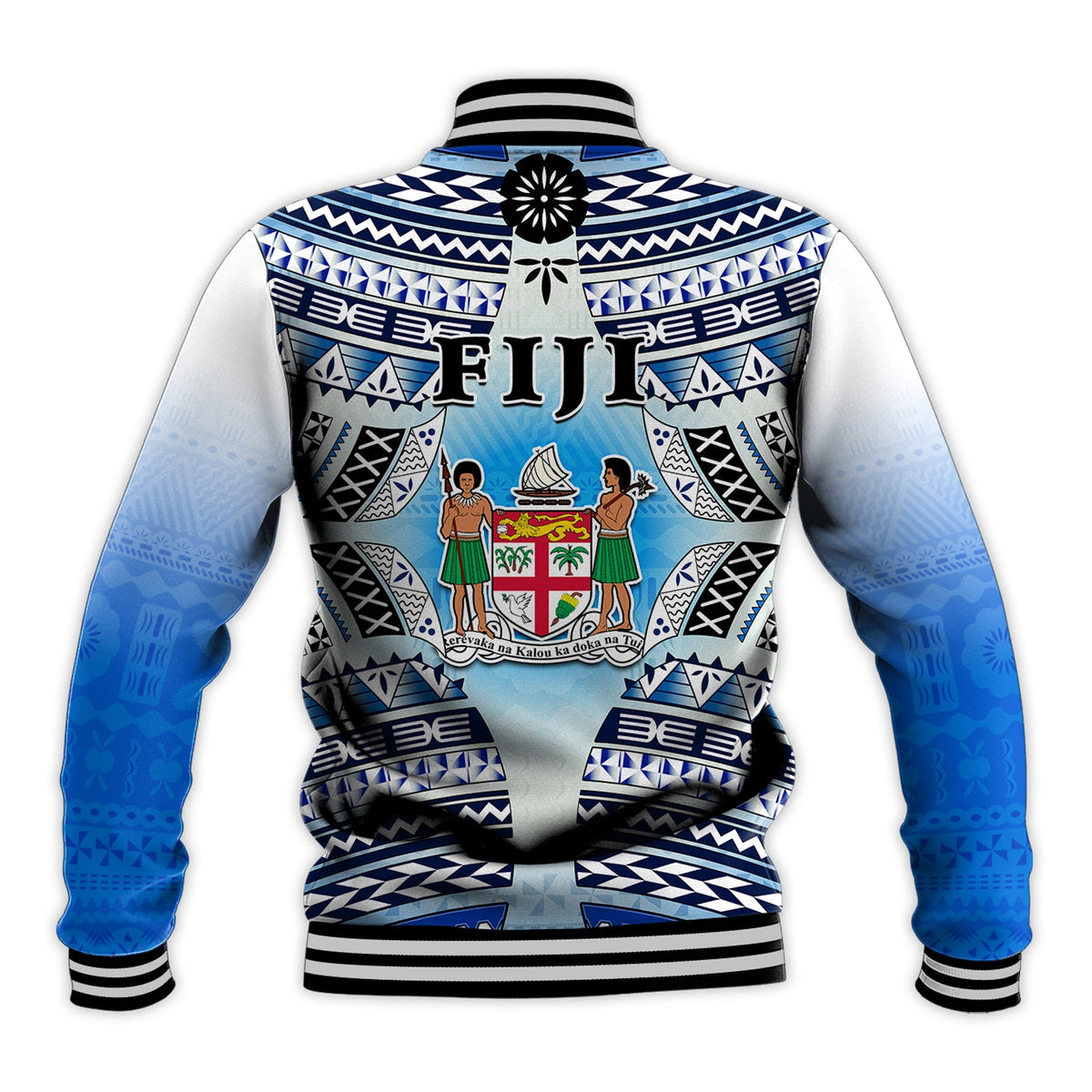 Fiji Baseball Jacket Kaiviti Fijian Special Tapa Pattern - Wonder Print Shop