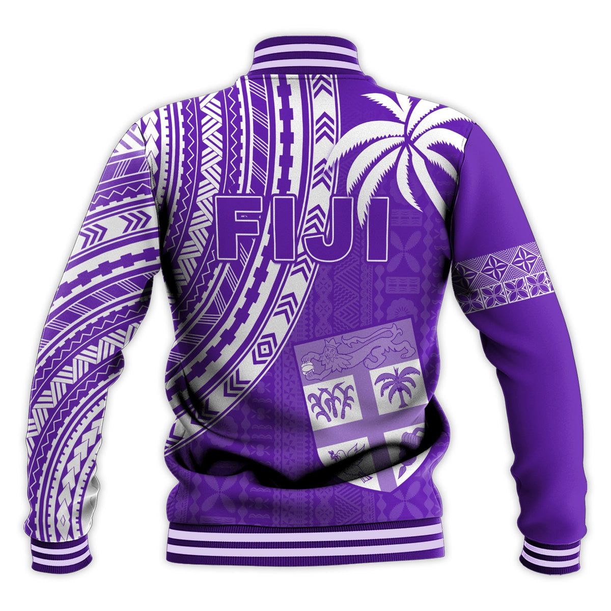Fiji Rugby Sevens Baseball Jacket Fijian 7s Tapa Polynesian Purple LT13 - Wonder Print Shop