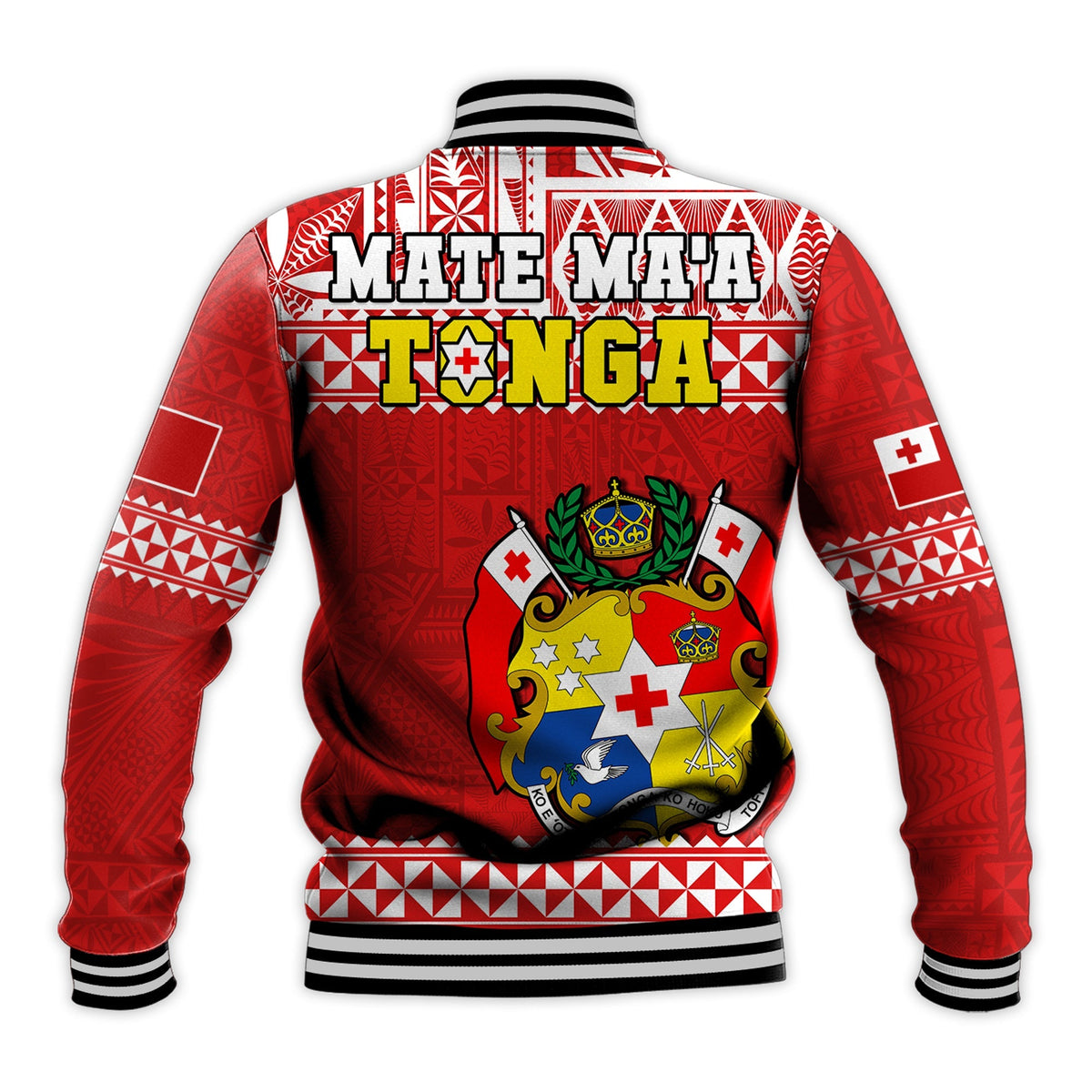 Tonga Rugby Baseball Jacket Mate Maa Tonga Pacific Ngatu White - Wonder Print Shop